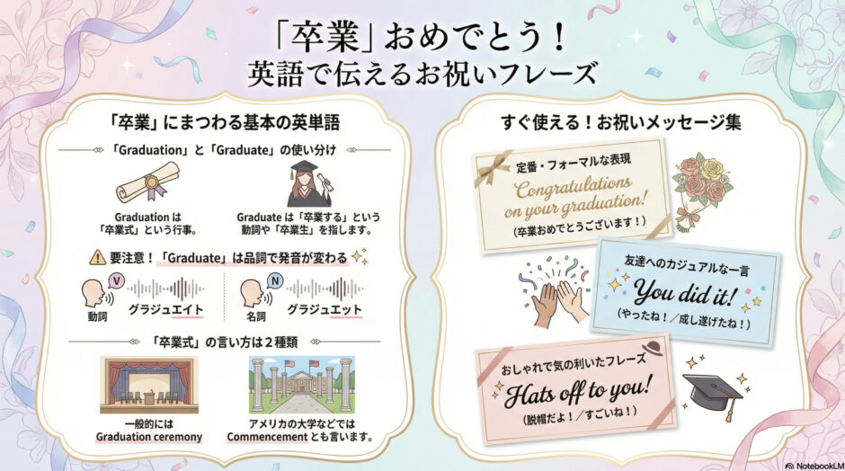 【卒業の英語】「卒業式」や「おめでとう」は何て言う？使い分けと厳選フレーズ