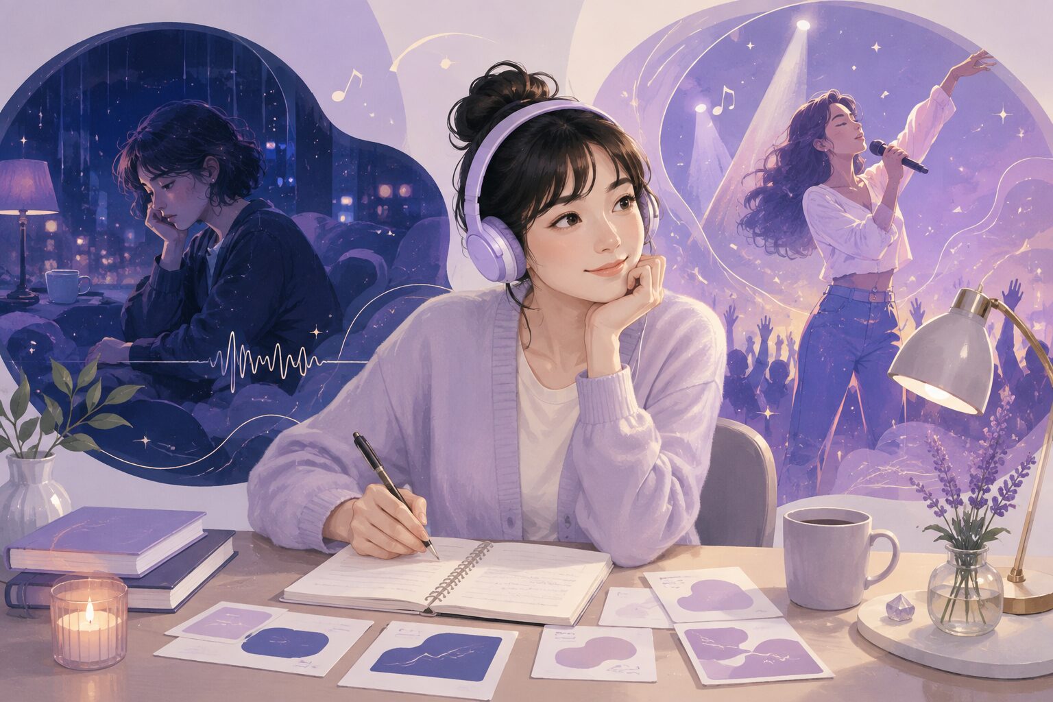アリアナ・グランデの歌詞で英語を学ぶイラスト