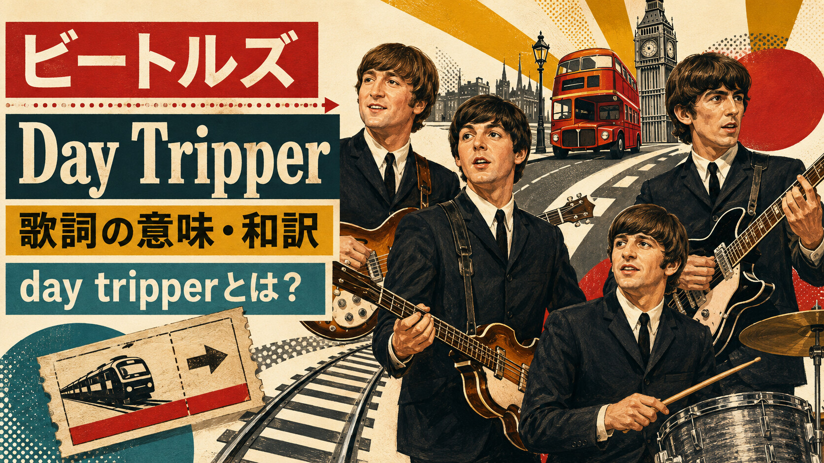 1965年のビートルズ4人とロンドンの日帰り旅行を描いたDay Tripper歌詞の意味・和訳のアイキャッチ