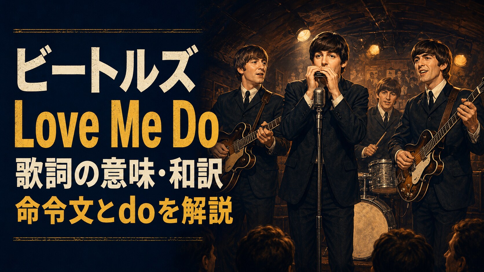 初期ビートルズの4人とハーモニカを描いた「Love Me Do」歌詞の意味・和訳のアイキャッチ