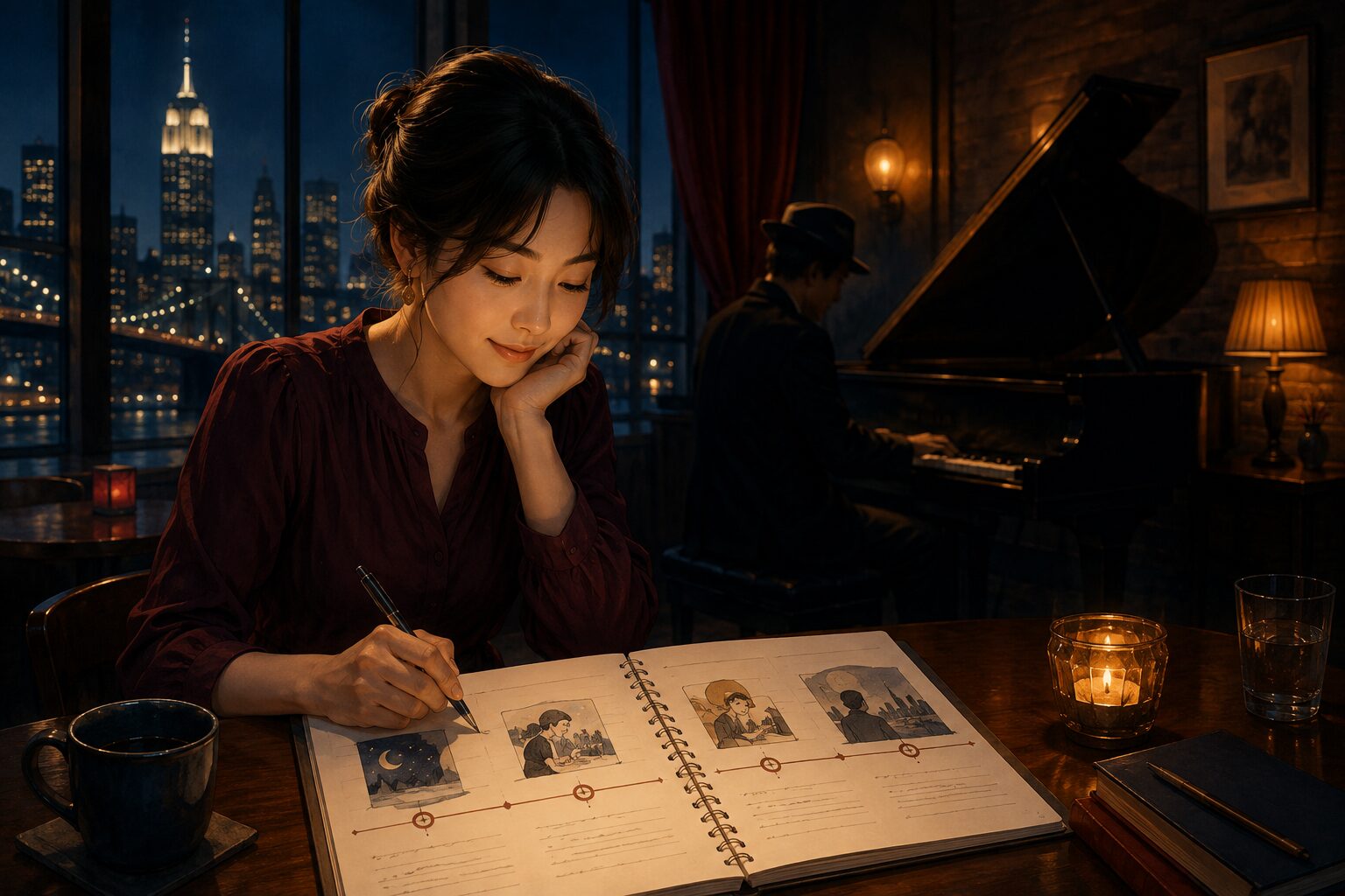 物語の時系列を追いながら英語を学ぶ女性