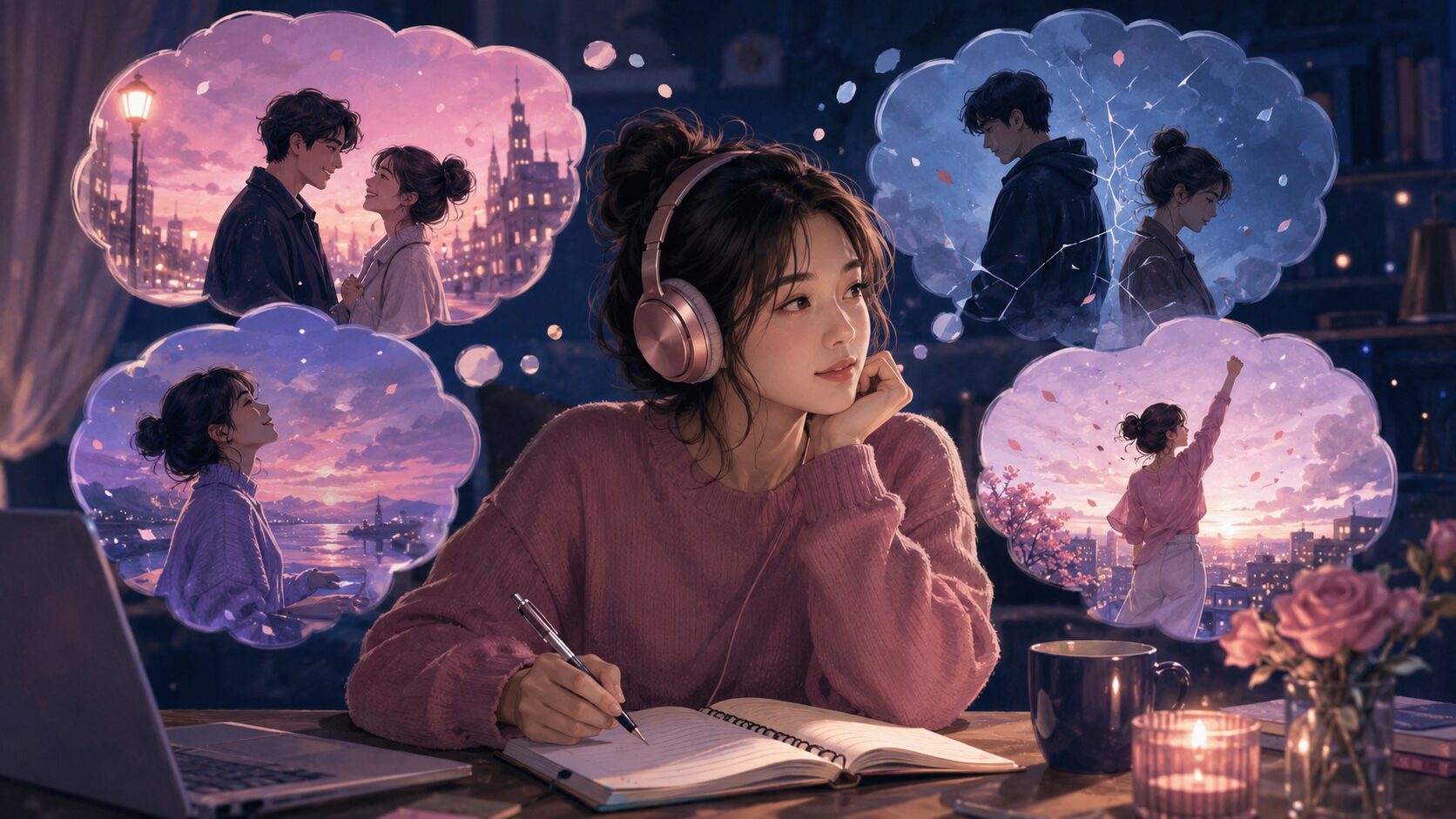 恋愛・失恋の洋楽で英語を学ぶイラスト