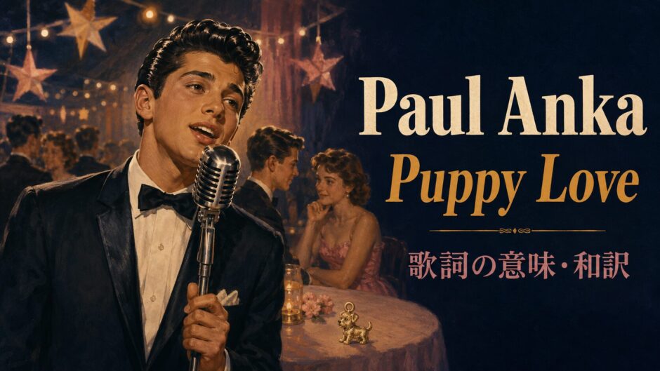 ポール・アンカが1950年代風のステージで歌う「Puppy Love」歌詞の意味・和訳のアイキャッチ