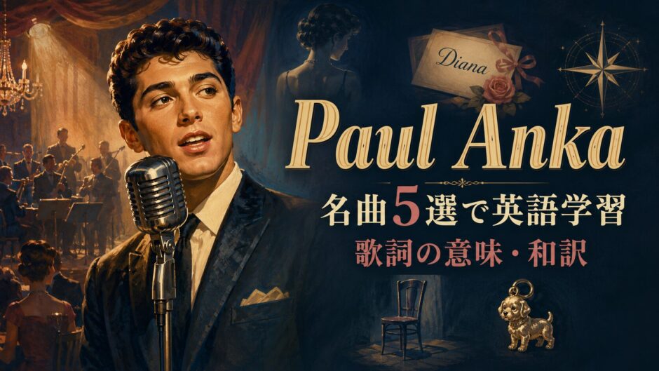 ポール・アンカの名曲5選で歌詞の意味と英語を学ぶ親記事のアイキャッチ