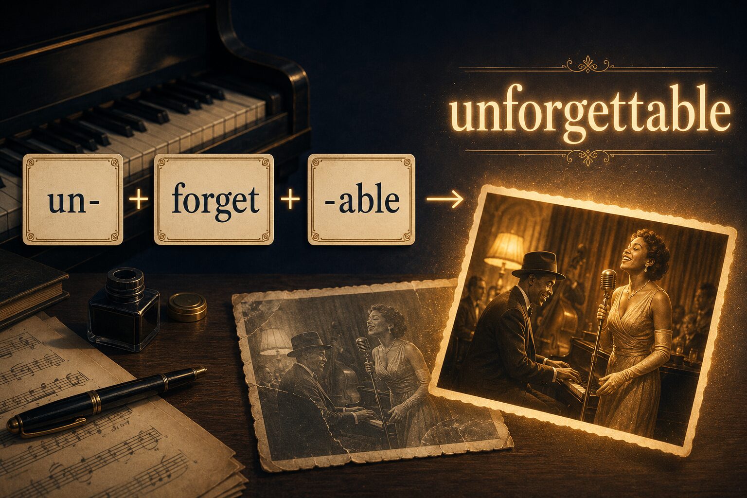 unとforgetとableが組み合わさってunforgettableになる語の構造