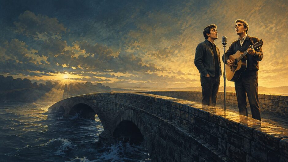 サイモン＆ガーファンクル「Bridge Over Troubled Water」の英語学習イメージ