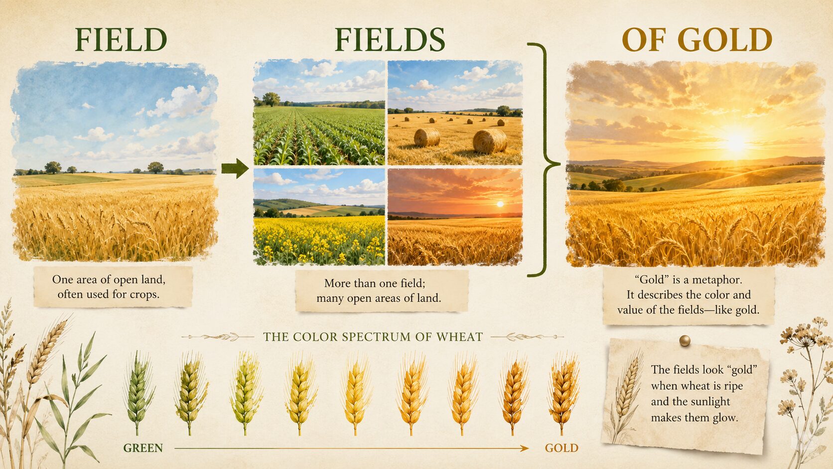 field／fields・of・goldを視覚化した英語学習イラスト