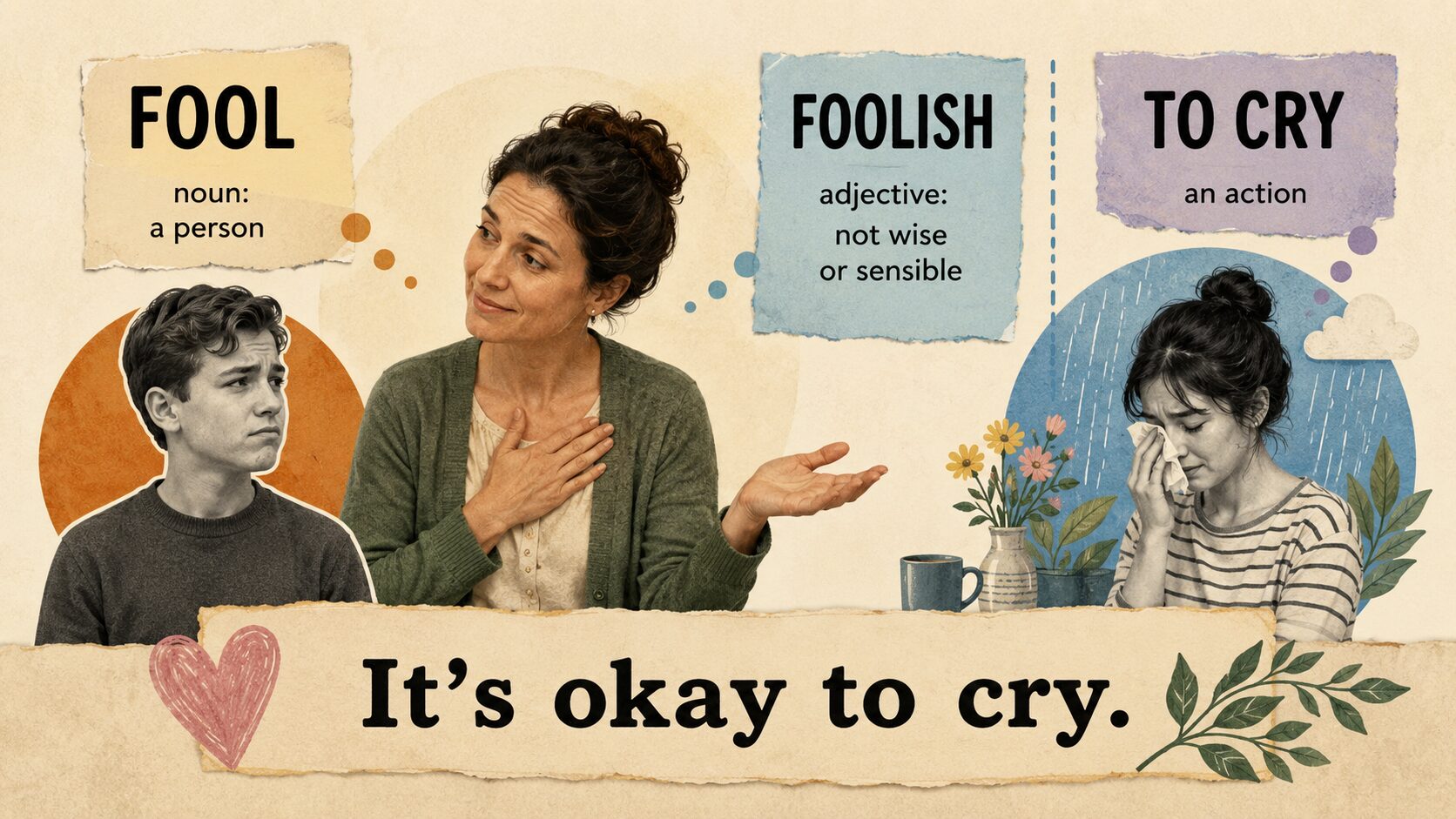 foolとfoolish、to cryの関係