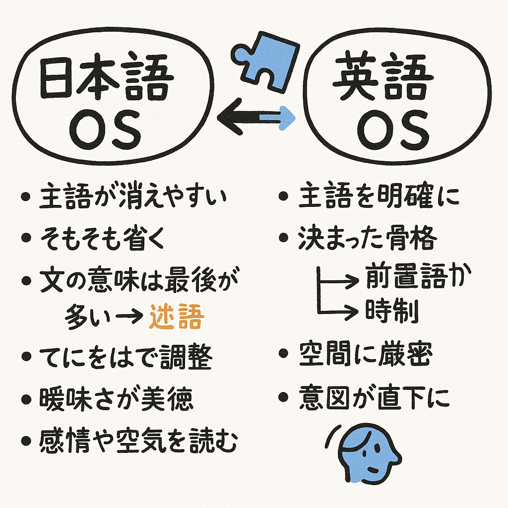 🧩 OSの違い＝言語の違い