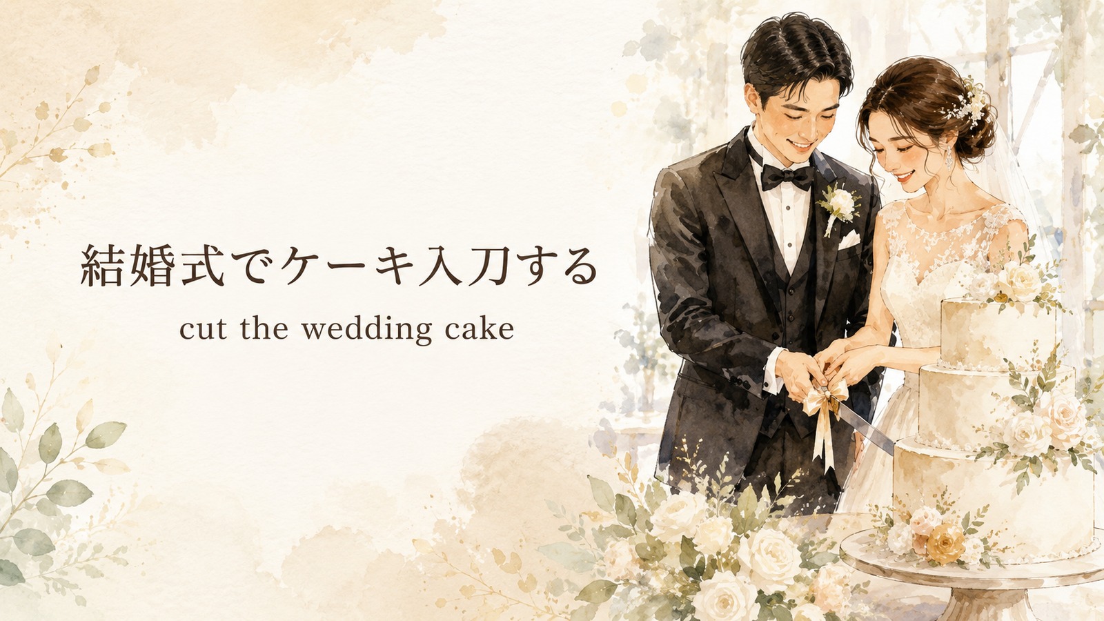 「結婚式でケーキ入刀する」は英語で？cut the wedding cakeとcake-cutting