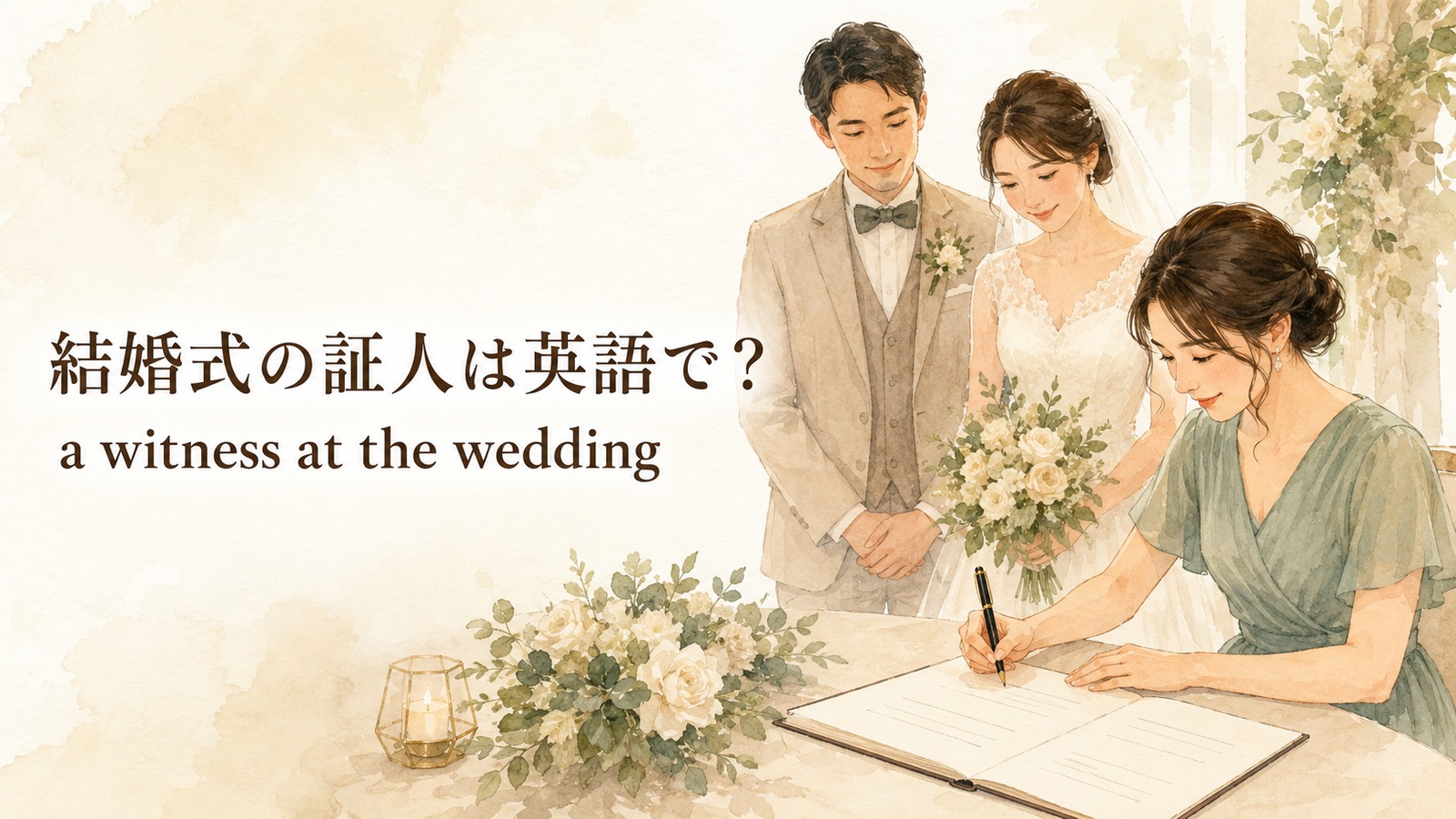 結婚式の証人を表す英語のアイキャッチ