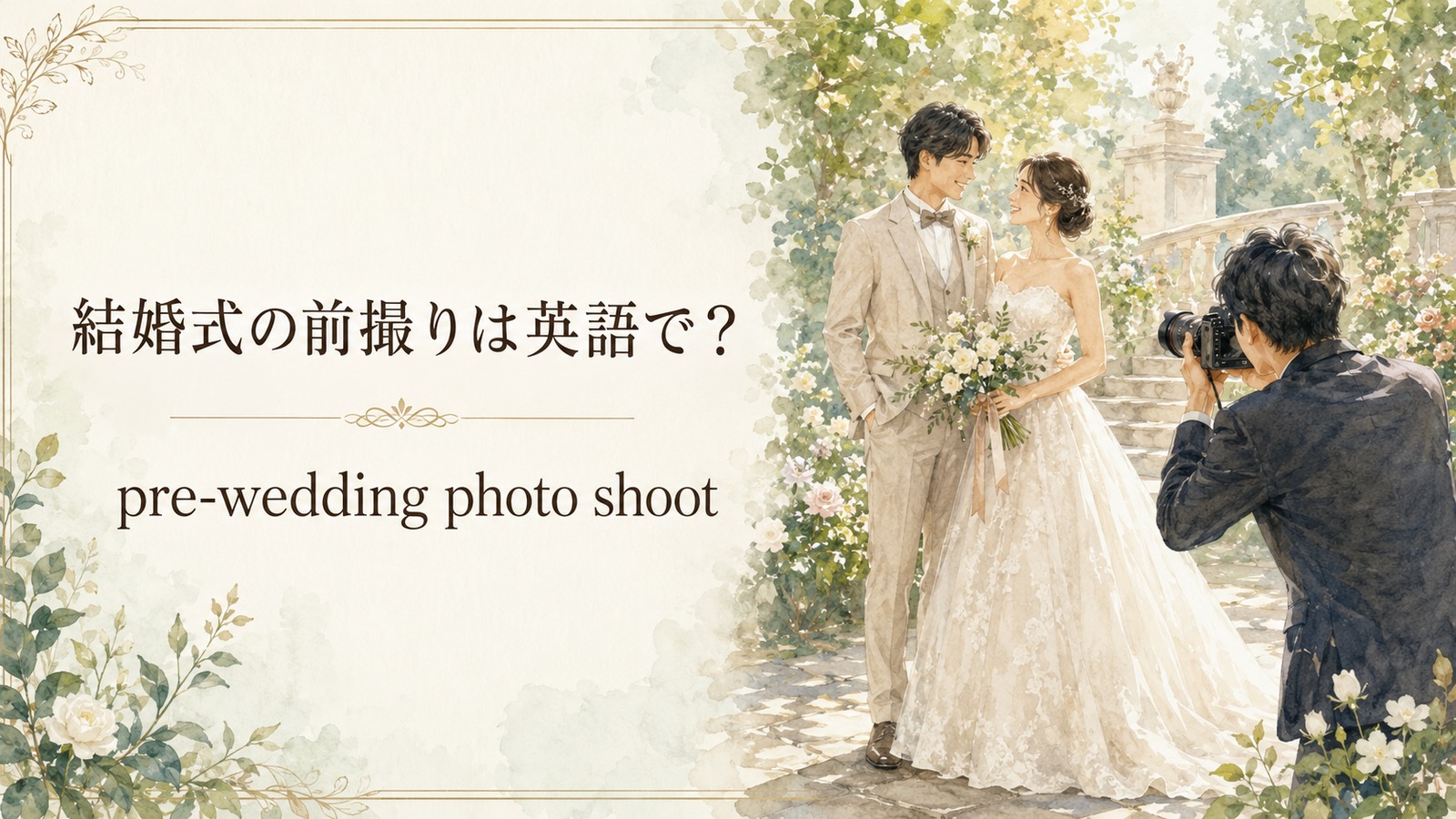 結婚式の前撮りの英語表現を解説するアイキャッチ