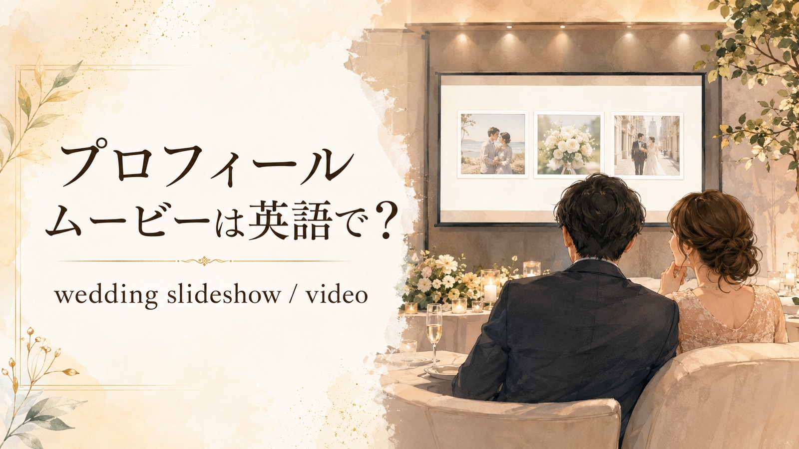 結婚式のプロフィールムービーの英語表現を解説するアイキャッチ