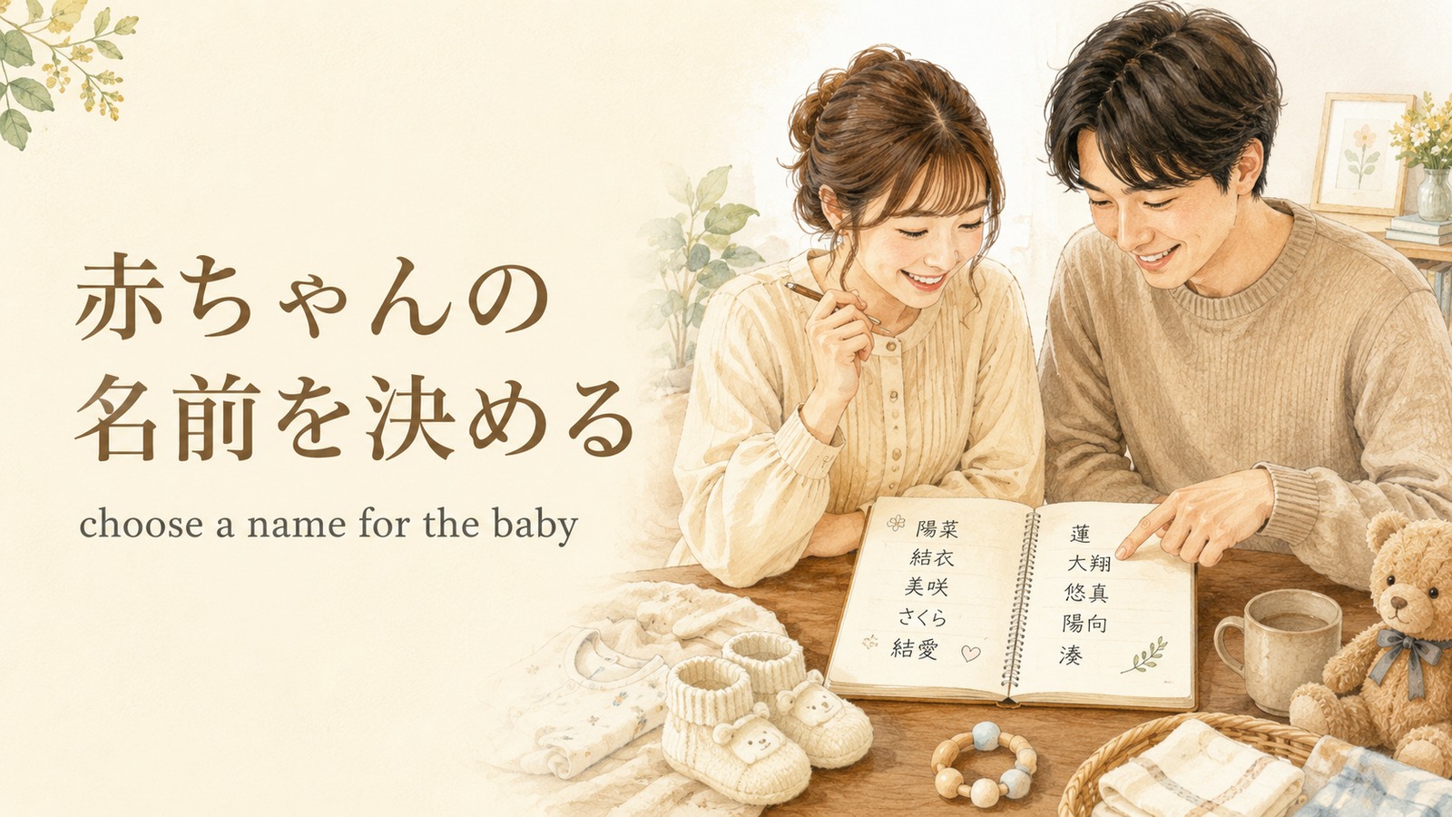 「赤ちゃんの名前を決める」は英語で？choose a name・name the baby・name after