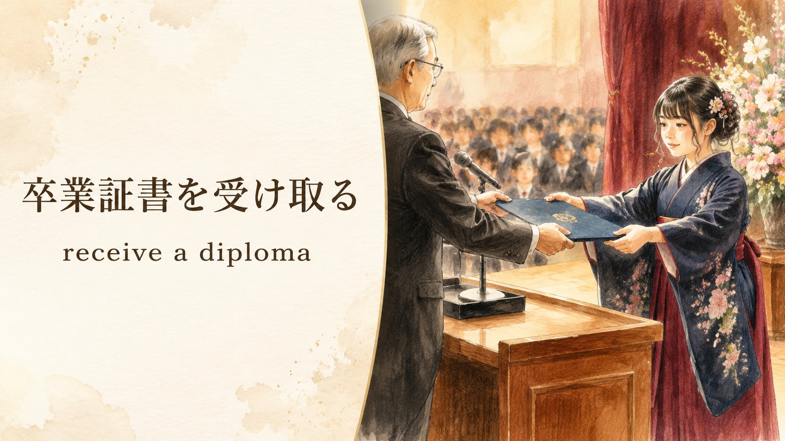 卒業証書を受け取るの英語表現を解説するアイキャッチ