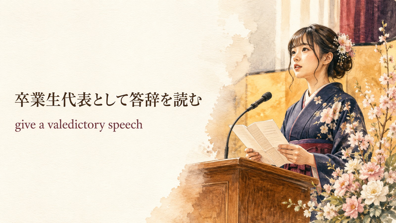 卒業生代表として答辞を読むの英語表現を解説するアイキャッチ