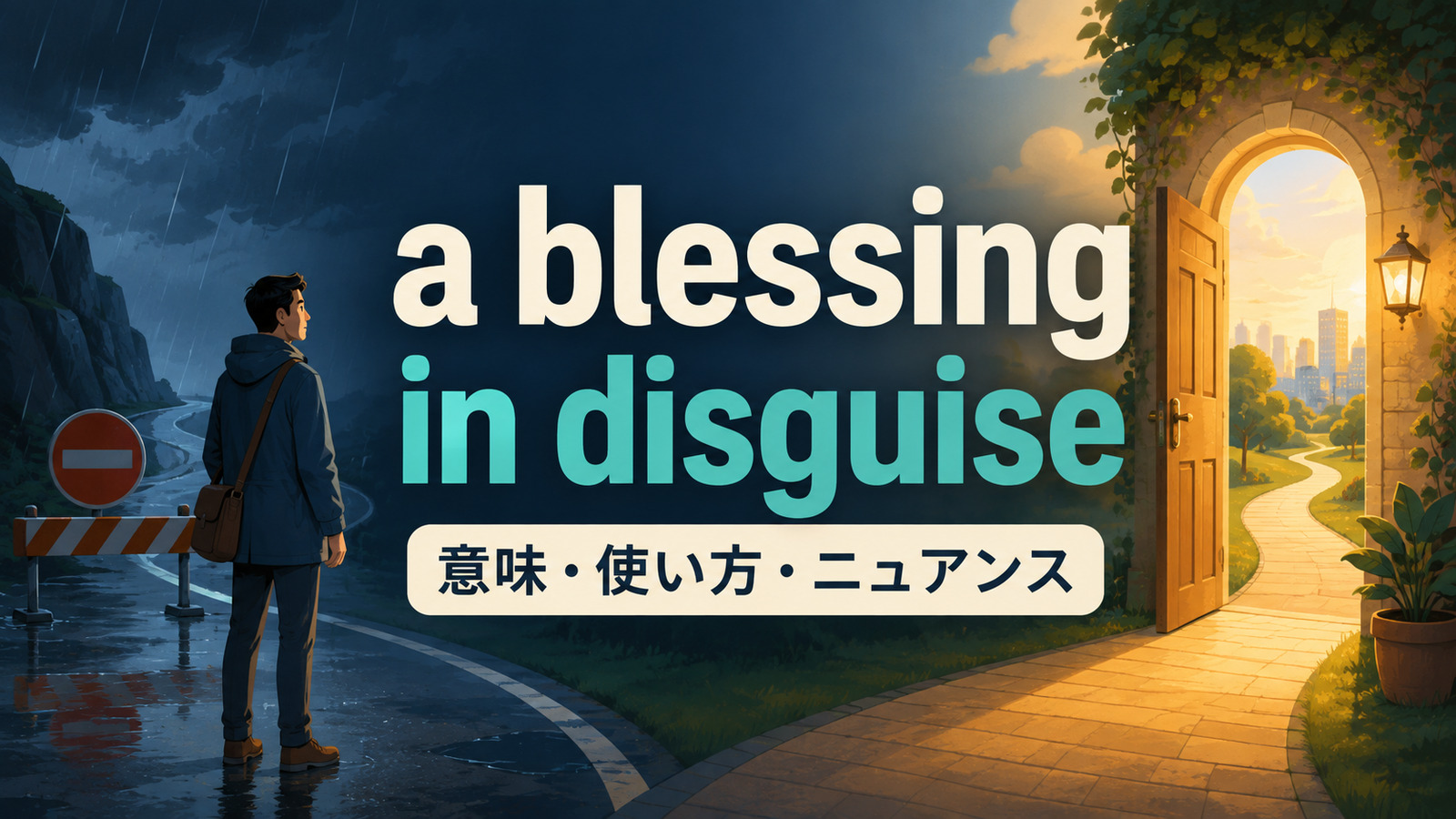 a blessing in disguiseの意味・使い方・ニュアンスを表すアイキャッチ画像
