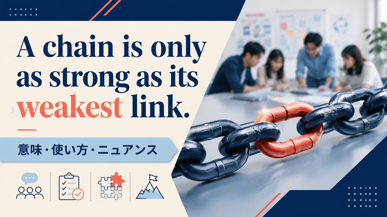 A chain is only as strong as its weakest linkの意味・使い方