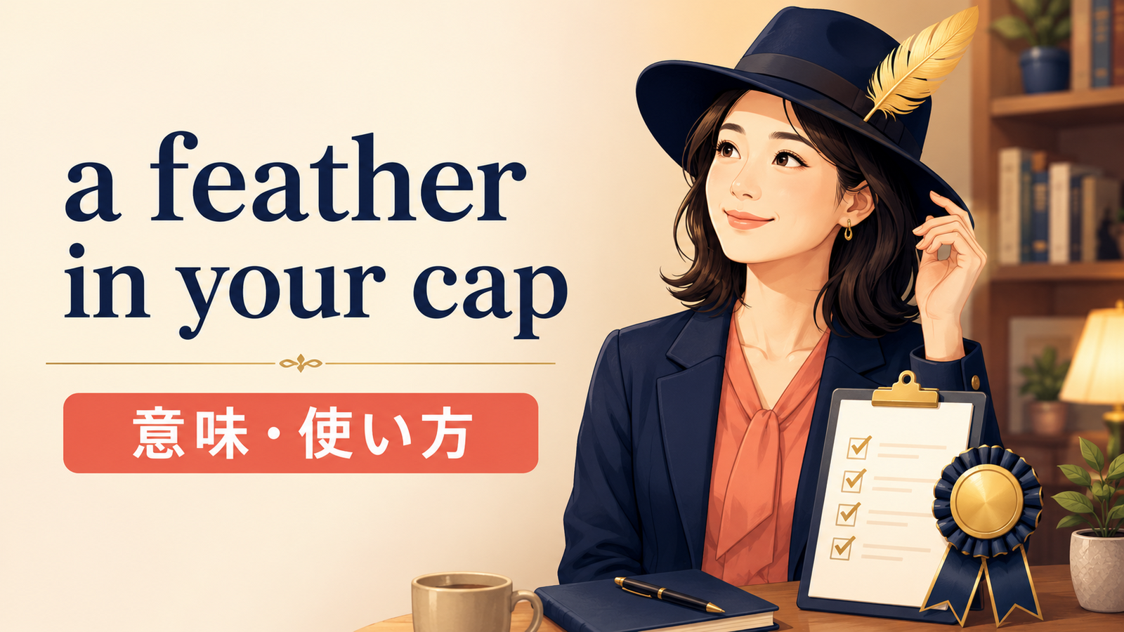 a feather in your capの意味・使い方を表すアイキャッチ画像