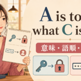 A is to B what C is to Dの意味・語順・使い方を解説するアイキャッチ画像
