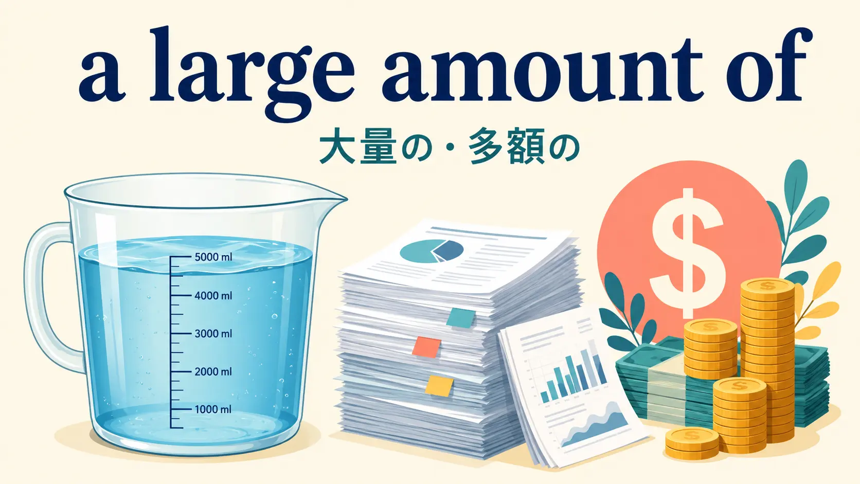 a large amount ofの意味は？number・quantityとの違いと動詞の一致
