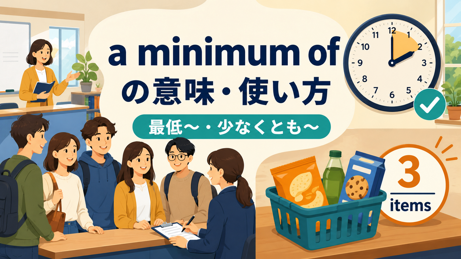 a minimum ofの意味と使い方を示すアイキャッチ画像
