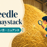 a needle in a haystackの意味とニュアンスを表すアイキャッチ画像