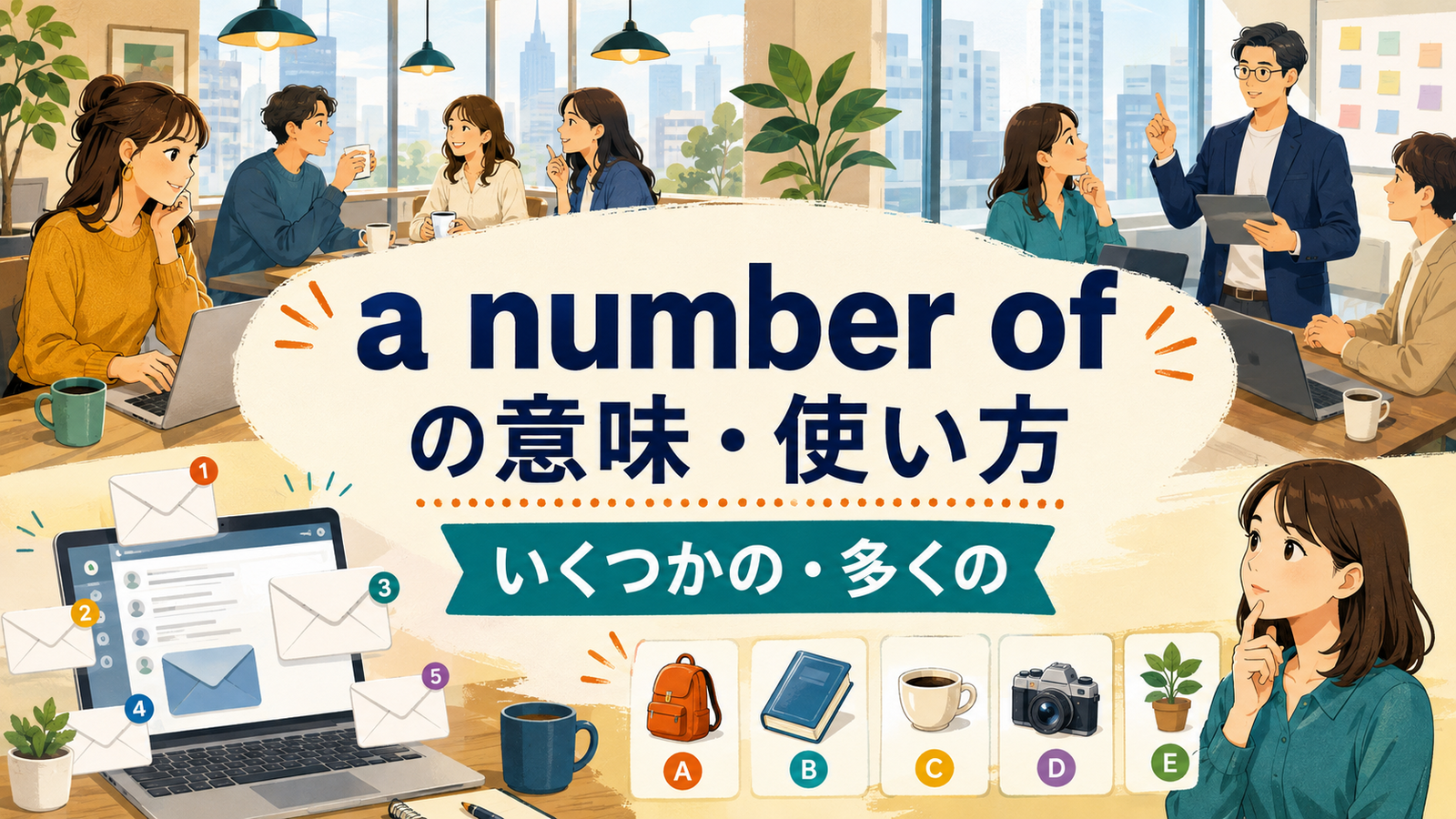 a number ofの意味と使い方を示すアイキャッチ画像