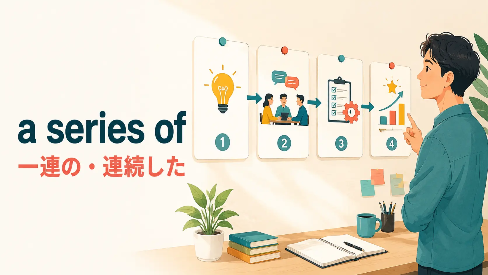 a series of(一連の・連続した)の意味を表すアイキャッチ画像