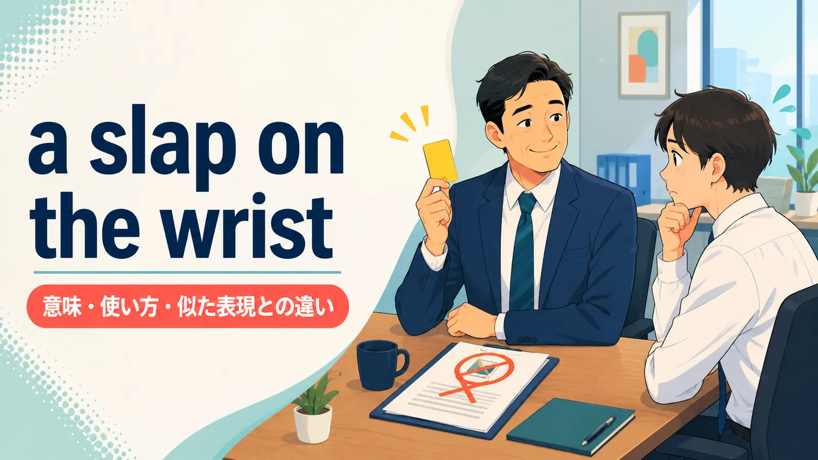 a slap on the wristの意味は？「軽い処分」の使い方・例文と類似表現の違い