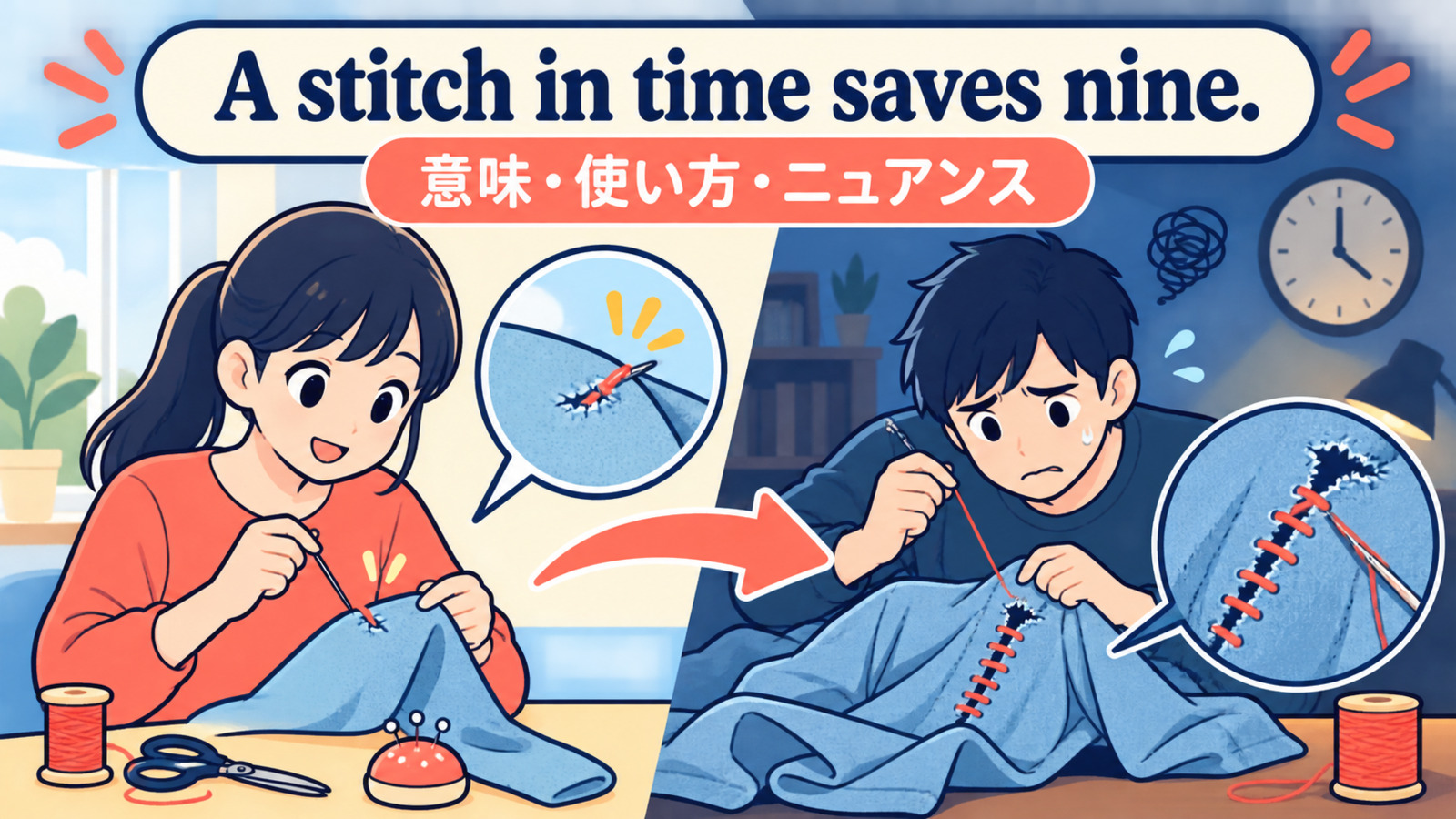 A stitch in time saves nine.の意味・使い方