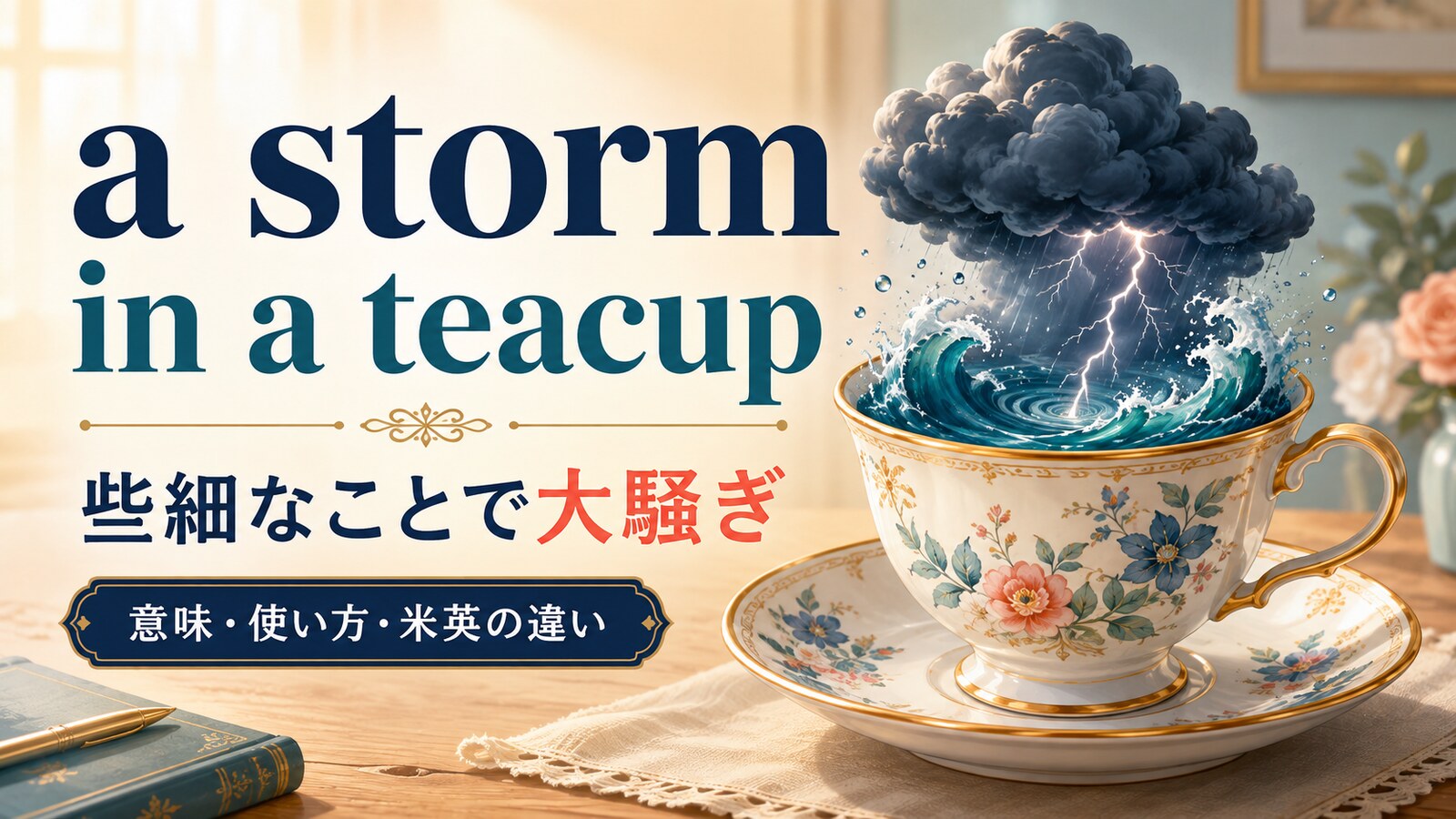 a storm in a teacupの意味は「些細なことで大騒ぎ」