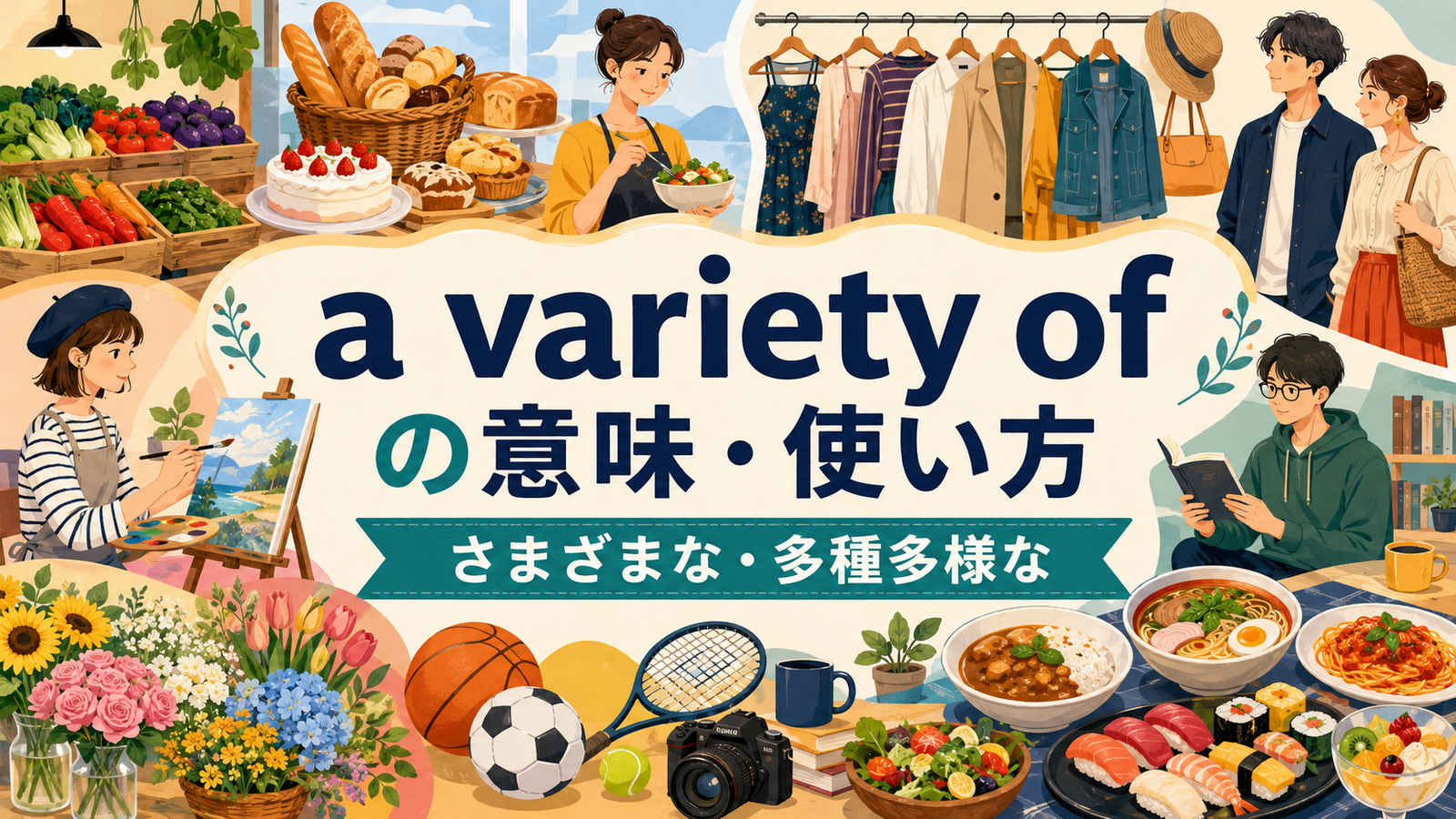 a variety ofの意味と使い方を示すアイキャッチ画像