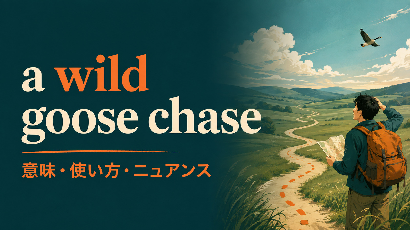 a wild goose chaseの意味・使い方・ニュアンスを解説するアイキャッチ画像