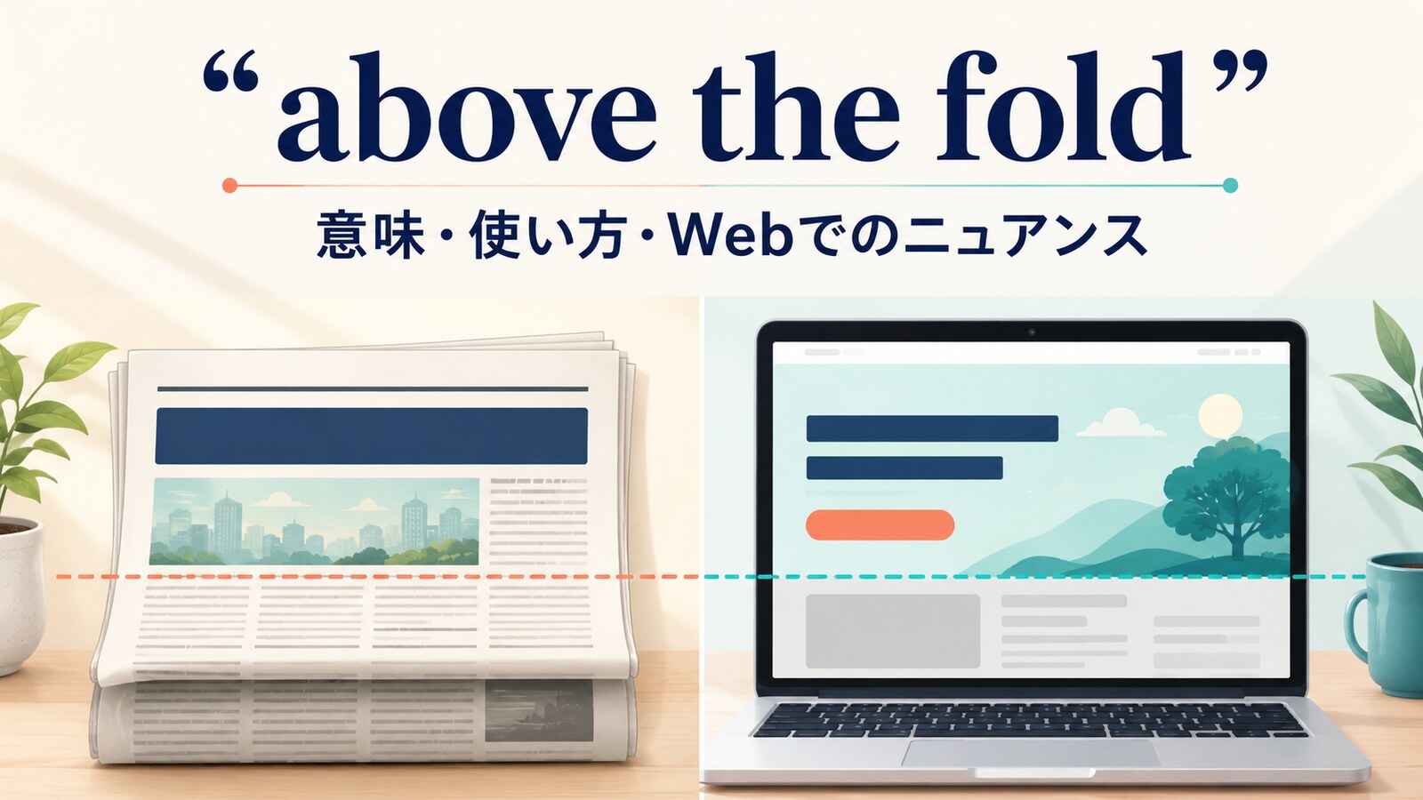 above the foldの新聞とWebにおける意味を表すアイキャッチ