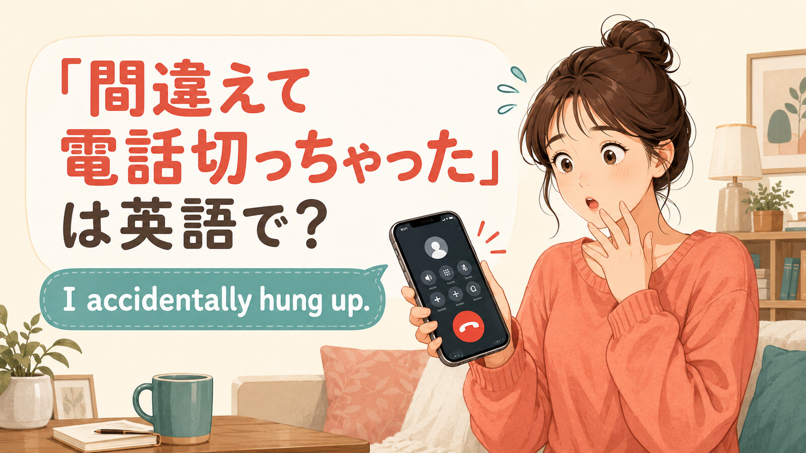 「間違えて電話切っちゃった」は英語で？