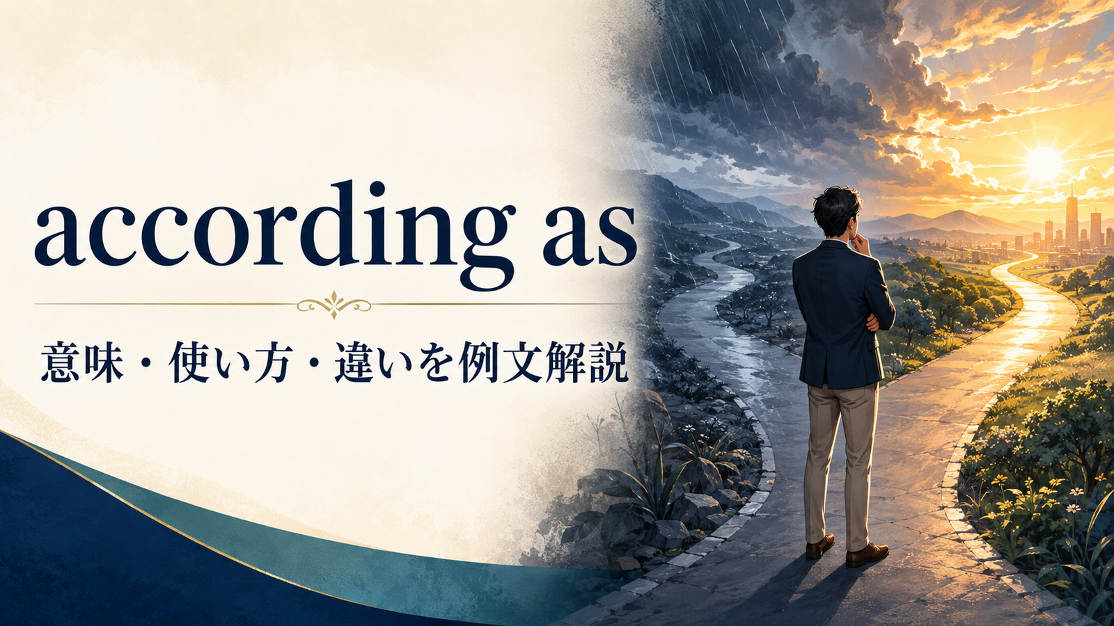 according asの意味・使い方・類似表現との違いを解説するアイキャッチ画像