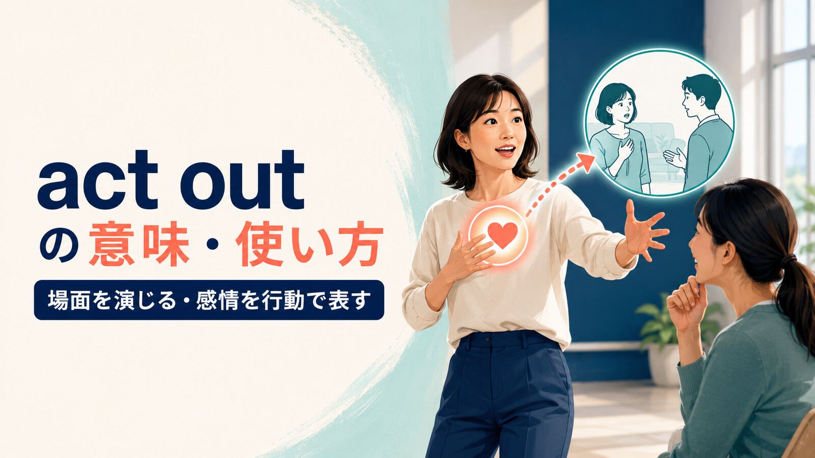 act outの意味は？「場面を演じる・感情を行動で表す」の使い方とacting outの違い
