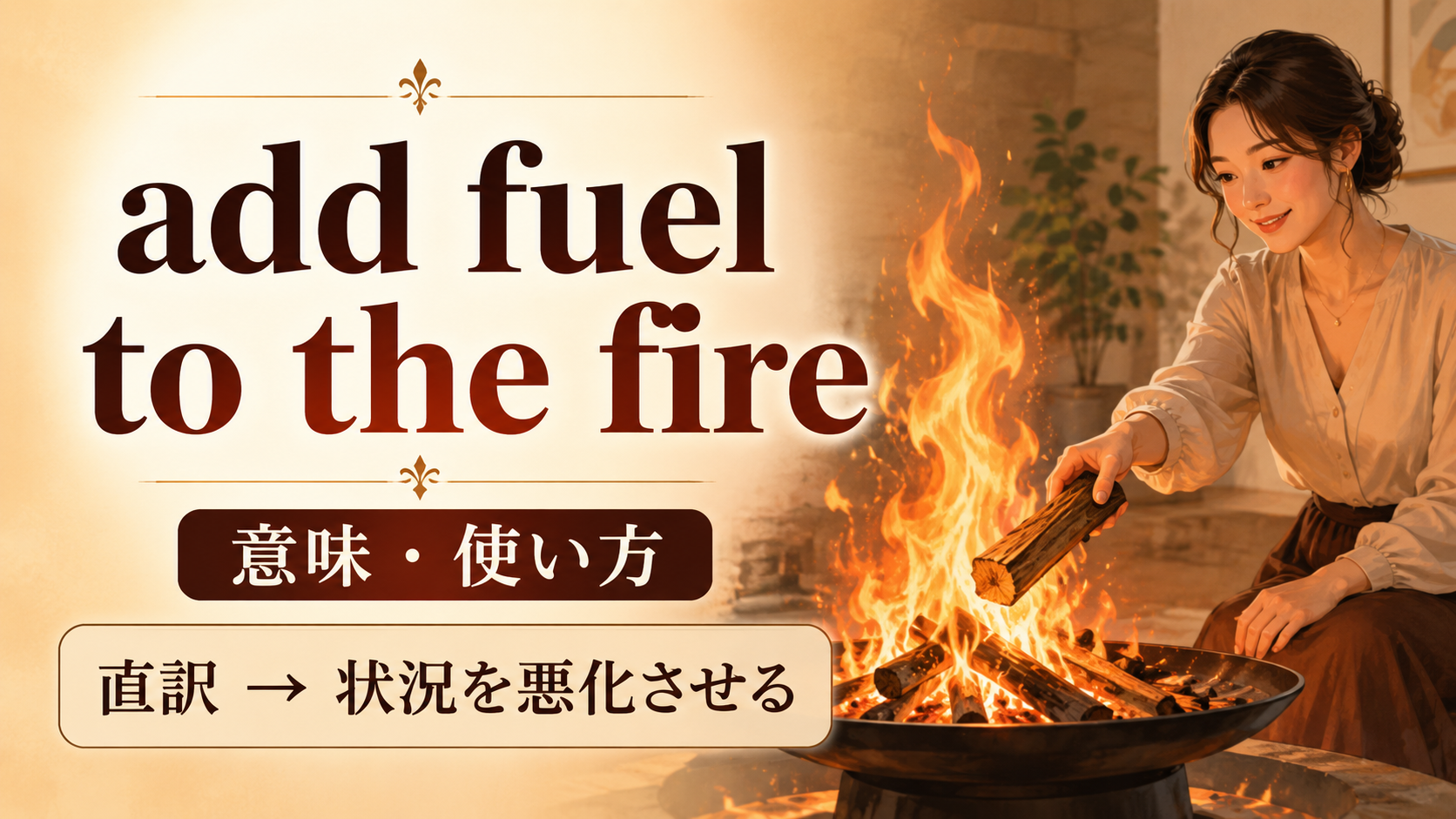 add fuel to the fireの意味・使い方|直訳から状況を悪化させる意味を理解