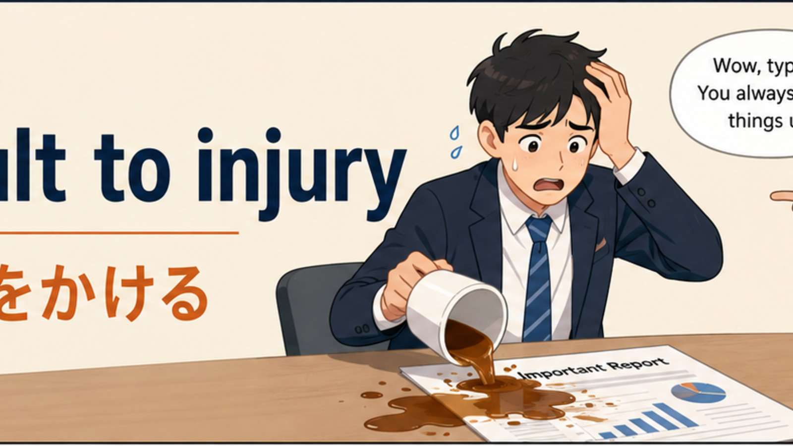 add insult to injury（追い打ちをかける）の意味を表すアイキャッチ画像