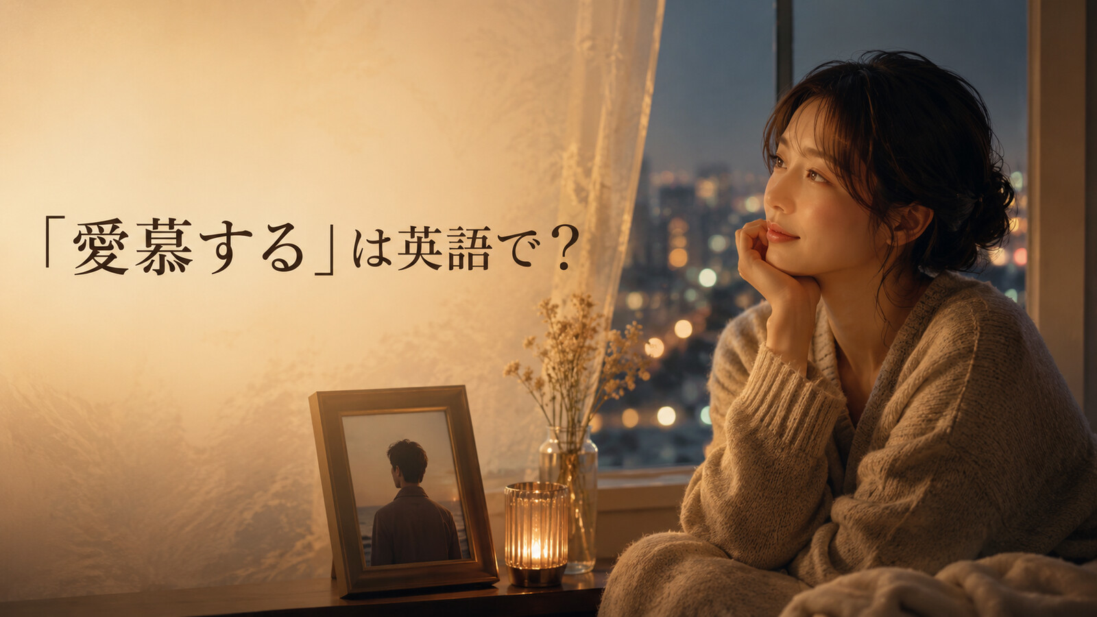 遠くにいる大切な人を愛情深く思う女性。「愛慕する」は英語で？