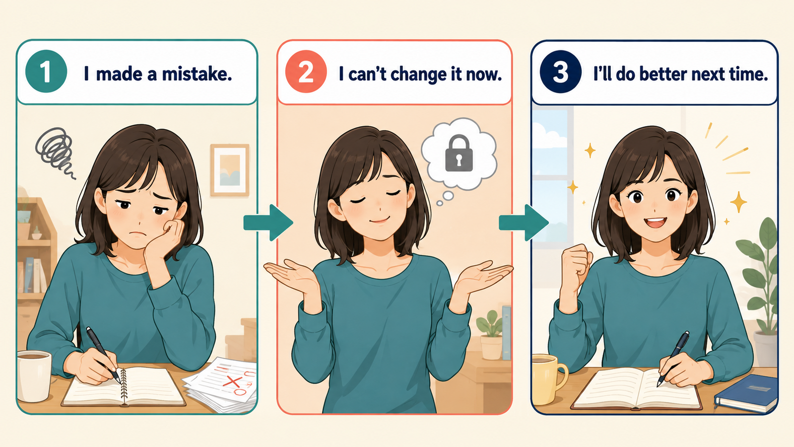 開き直る気持ちを簡単な英語で伝える3ステップ