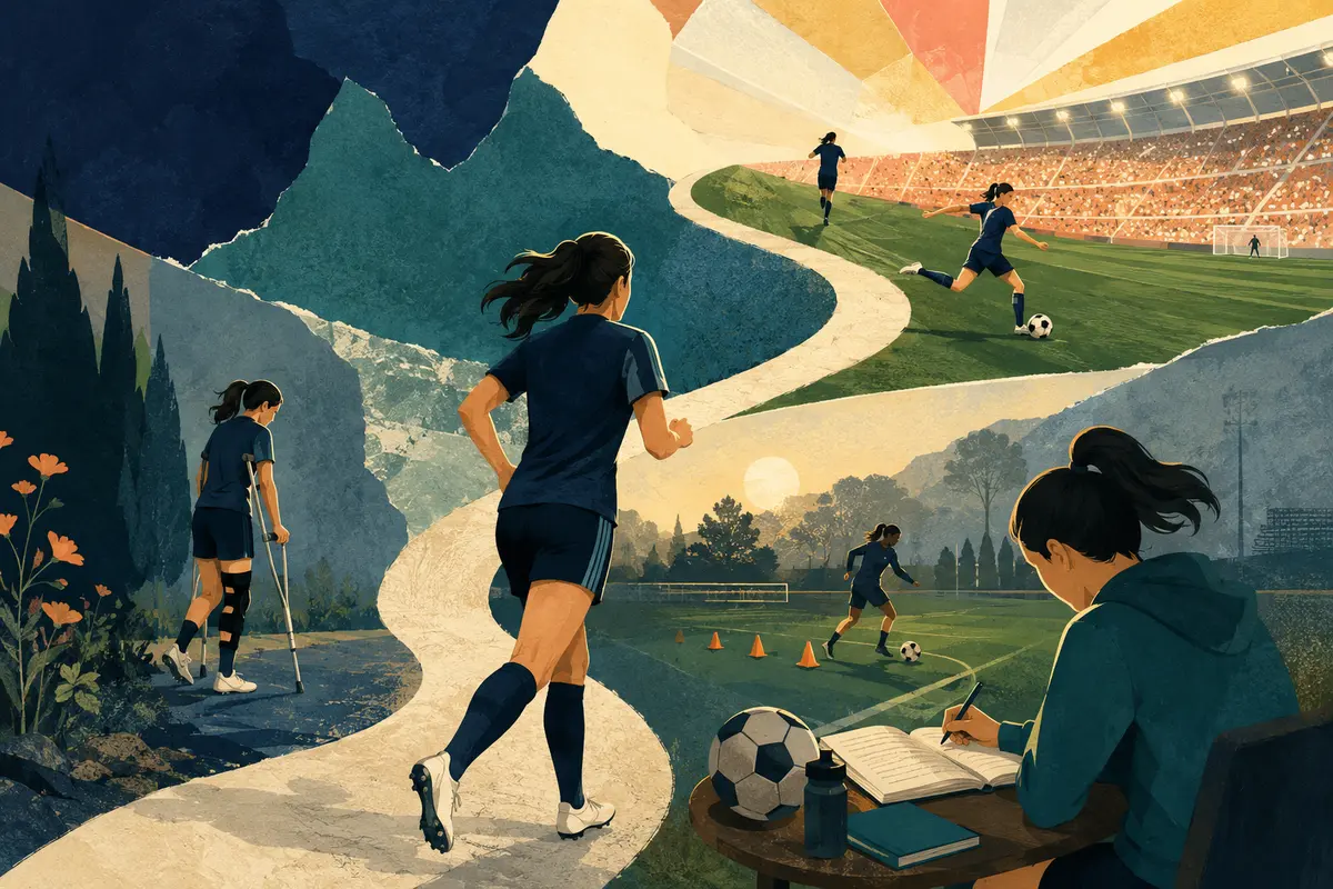 A footballer training along a winding path through recovery and preparation
