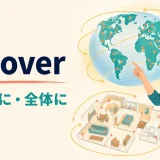all overの意味「至る所に・全体に」を表すイラスト