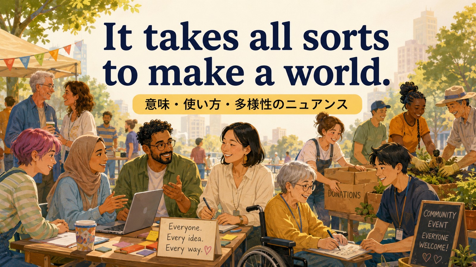 It takes all sorts to make a world.の意味は？使い方・ニュアンスと例文