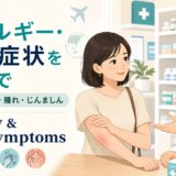 アレルギー・皮膚症状を英語で伝える方法を示すアイキャッチ