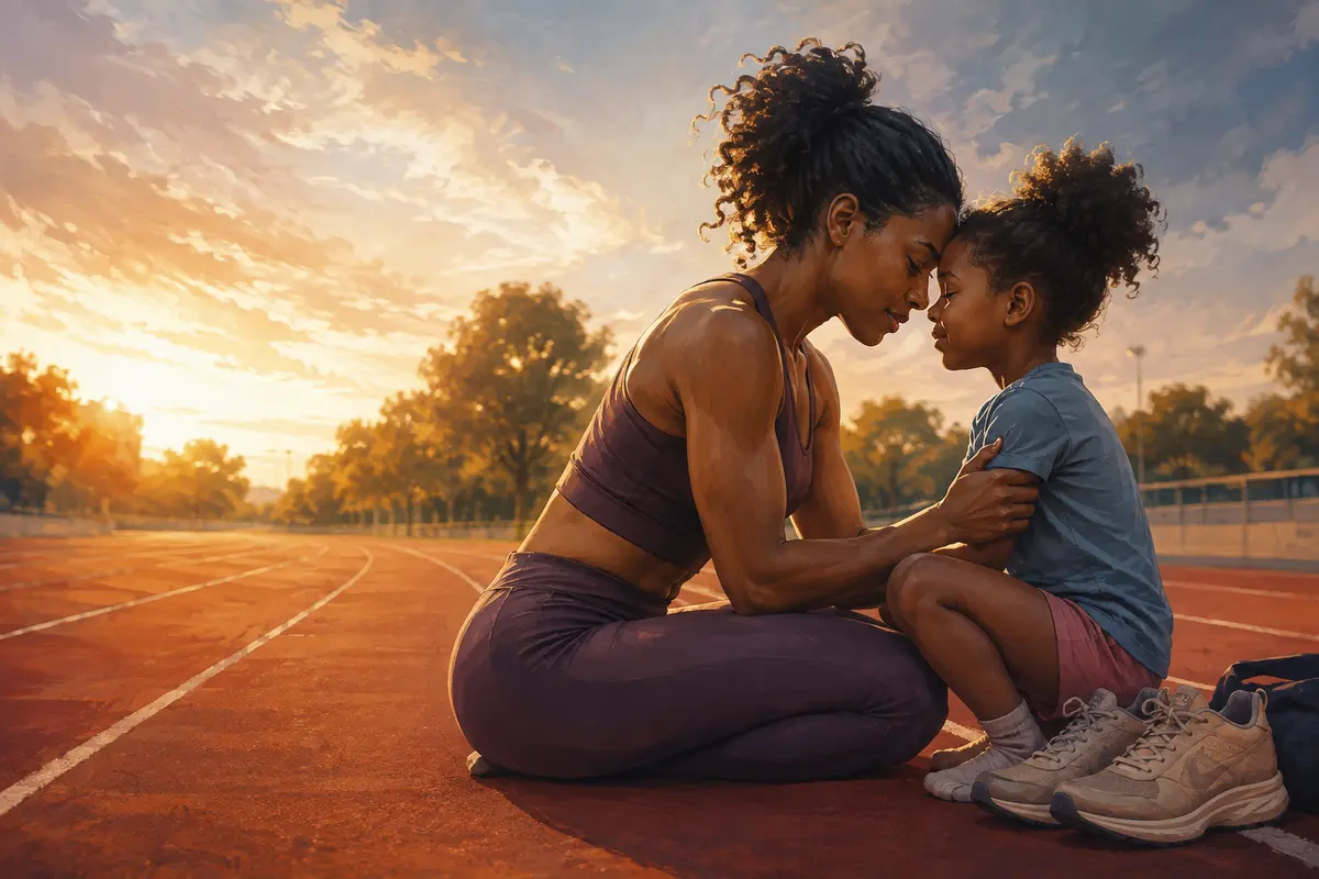 A mother athlete finding courage through a quiet moment with her daughter
