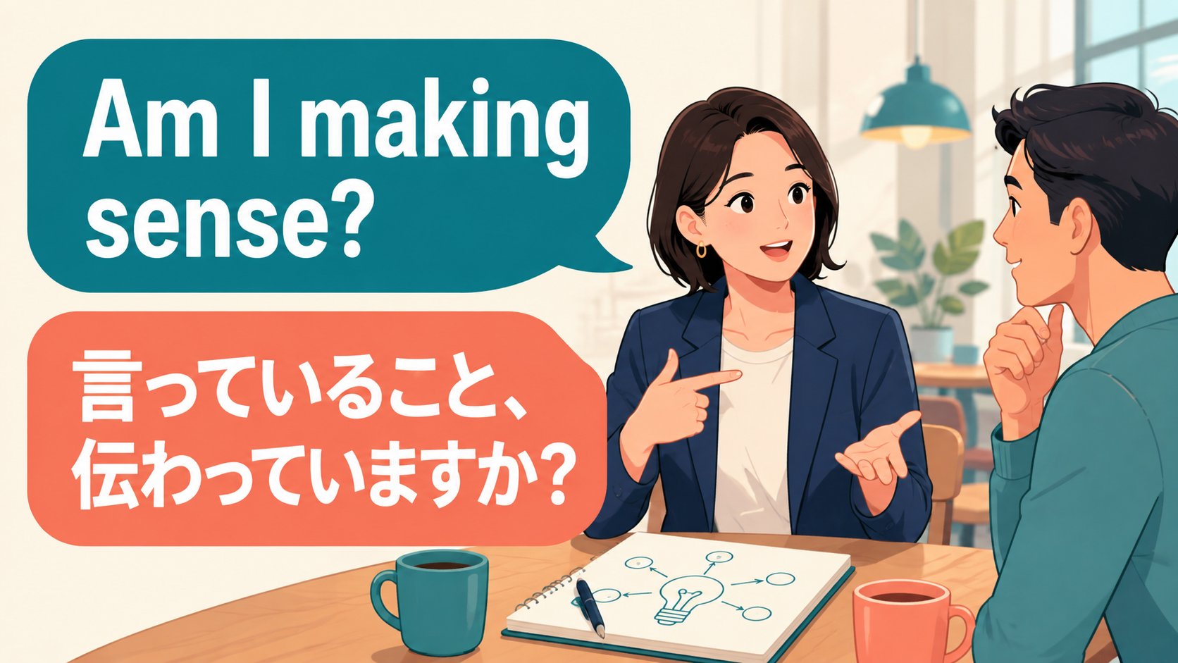Am I making sense?と「言っていること、伝わっていますか?」を示す英会話イラスト