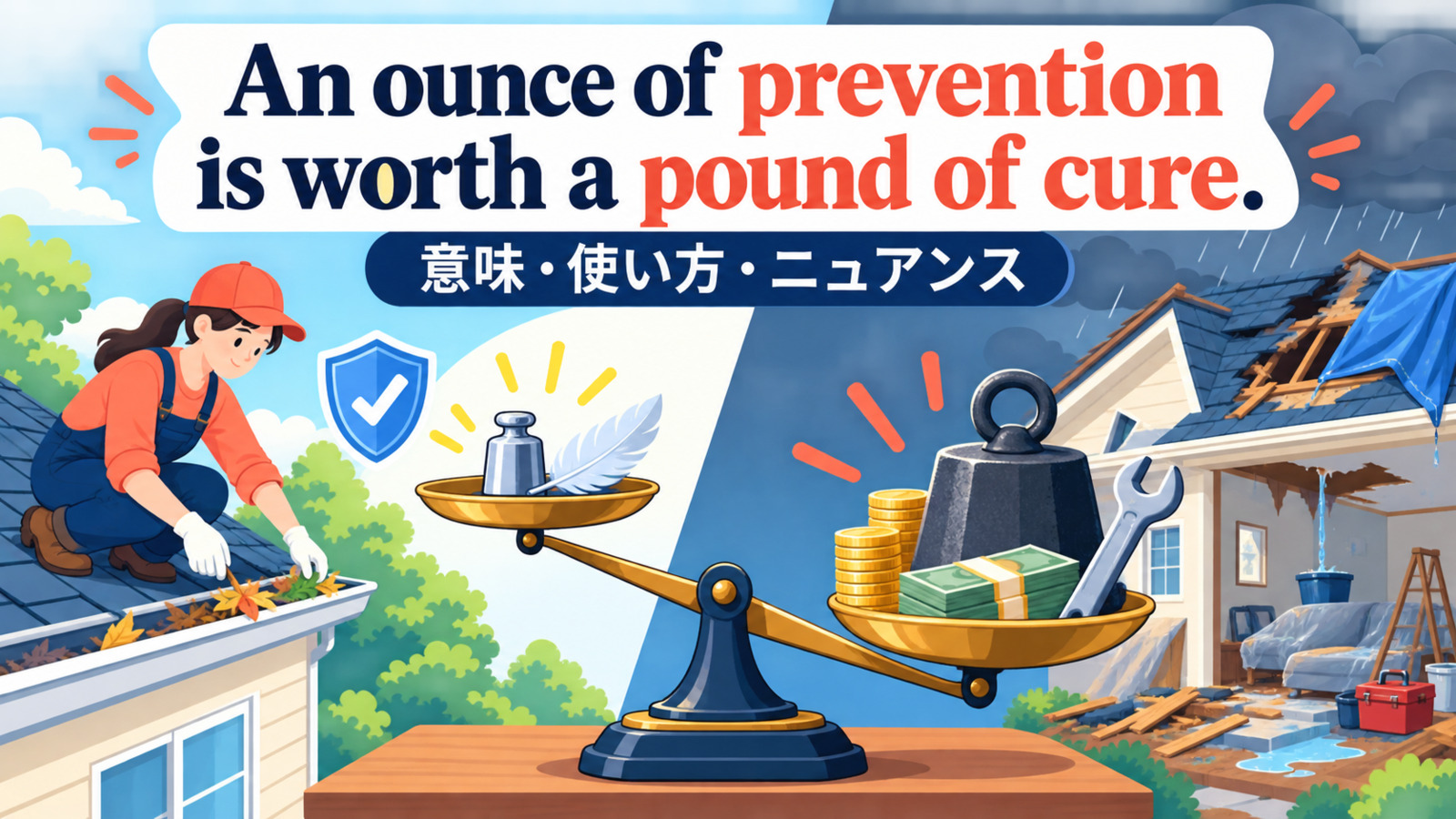 An ounce of prevention is worth a pound of cure.の意味・使い方