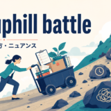 an uphill battleの意味・使い方・ニュアンスを示すアイキャッチ画像